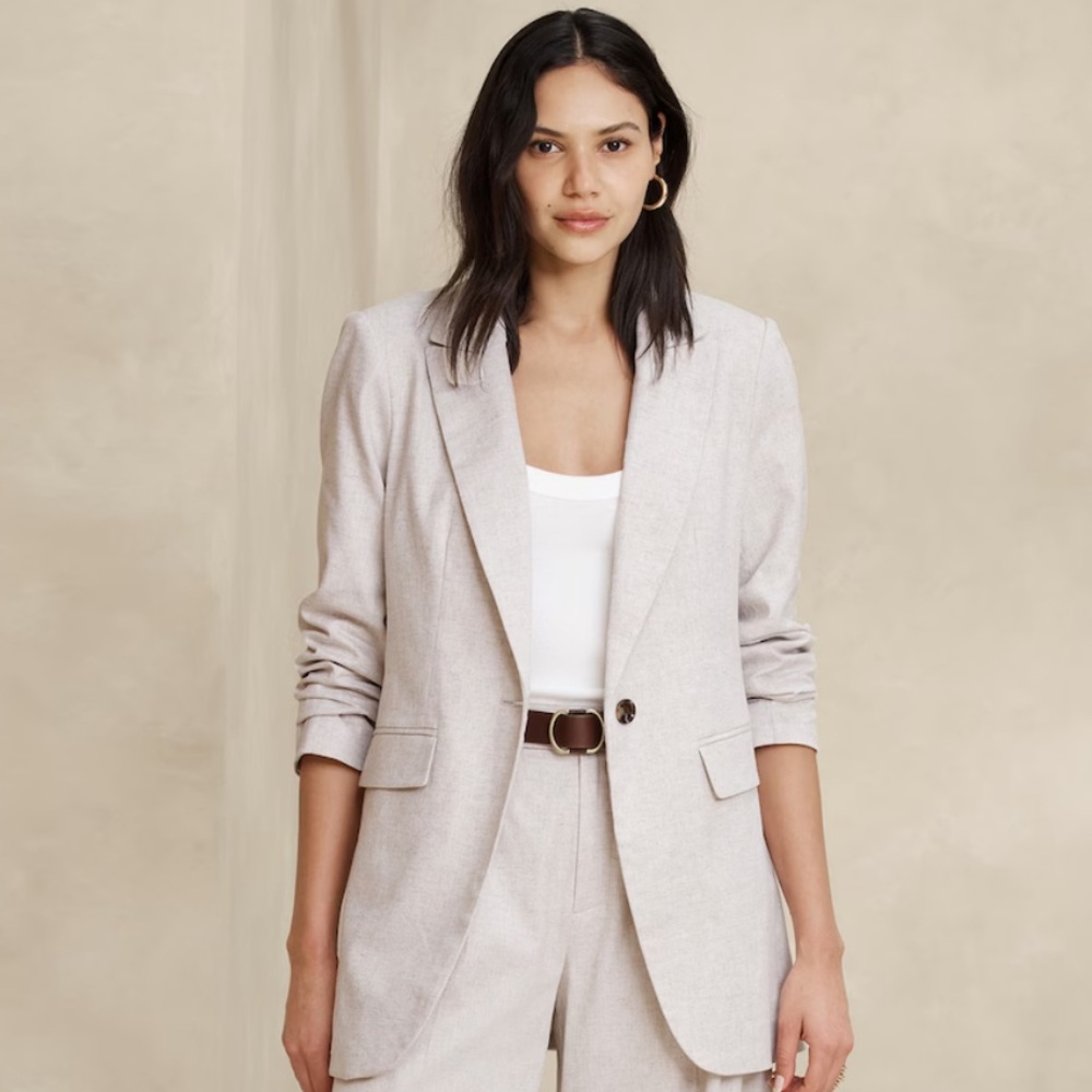 Banana Republic Factory Long and Lean Linen Blazer